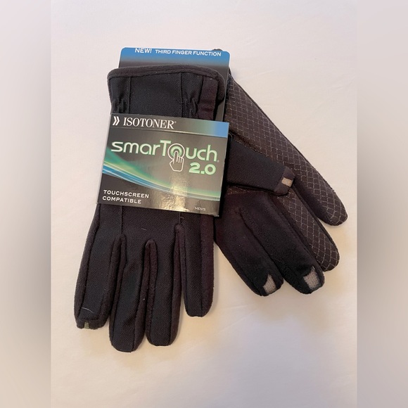 NWT!! Isotoner SmartTouch 2.0 / black men’s gloves / M - Picture 1 of 3